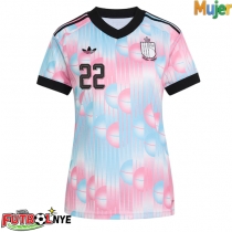Camiseta Bélgica Alexis Saelemaekers #22 Visitante Equipación para mujer Mundial 2026 manga corta